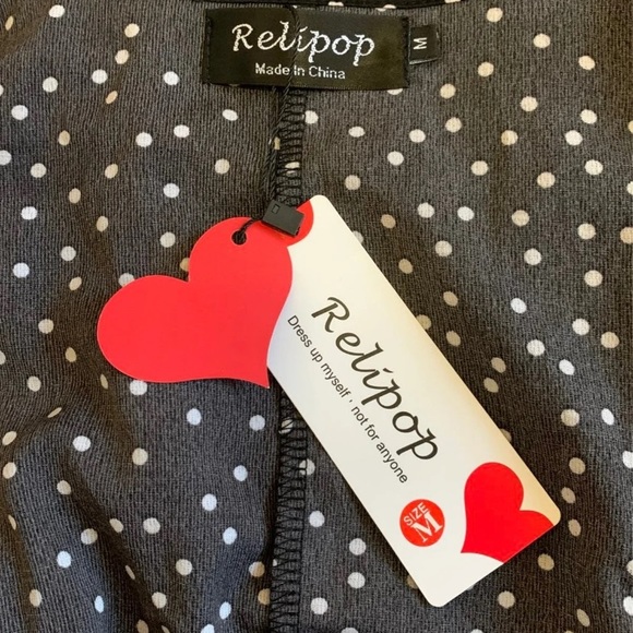 NWT Black Polka Dot Ruffle Wrap Dress - Picture 3 of 4